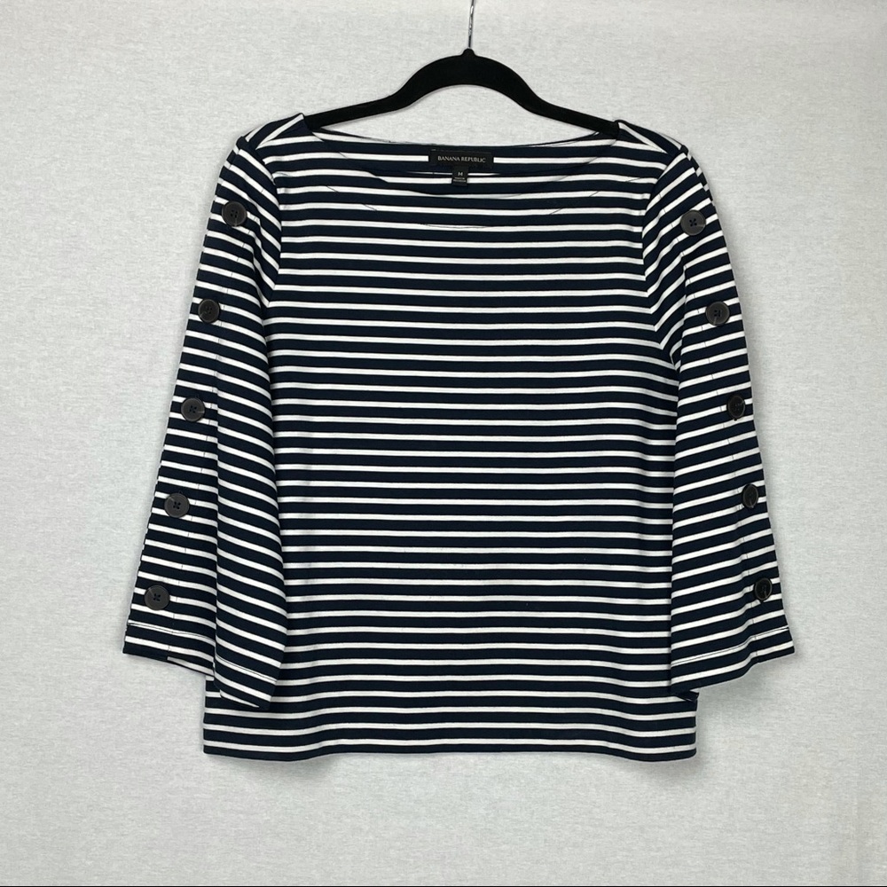 BANANA REPUBLIC PREPPY STRIPE BELL SLEEVE TOP - M